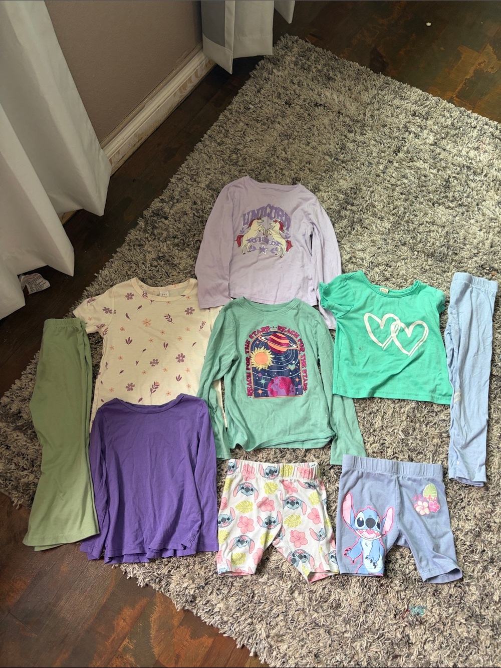 Kids Mint & Lavender Long-Sleeve Pajama Top Set